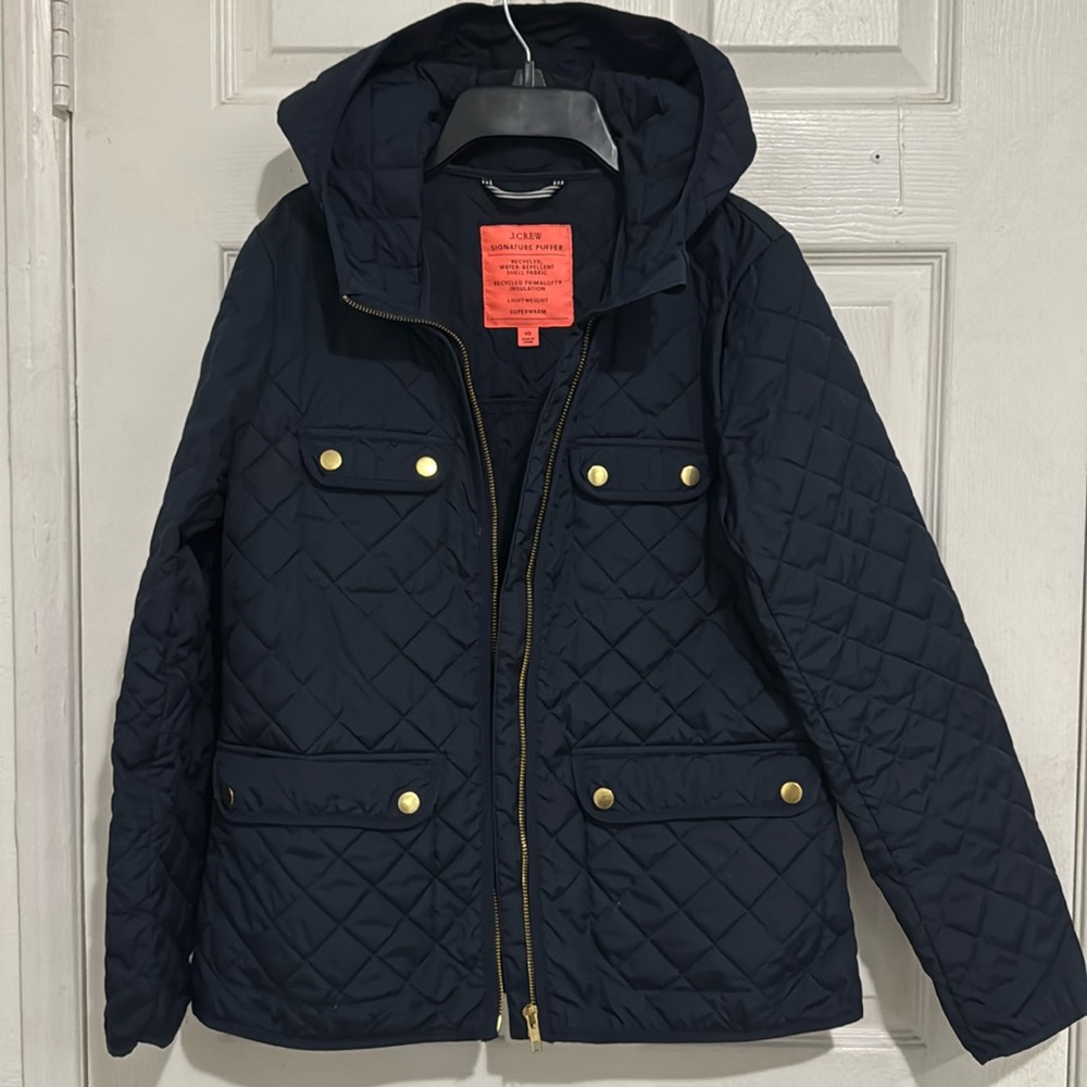 J.Crew Navy Quilted Field Jacket For Women Size XS Like New